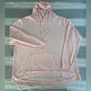 Weatherproof Vintage Women’s Orange White Stripe Lightweight Pullover Hoodie XXL